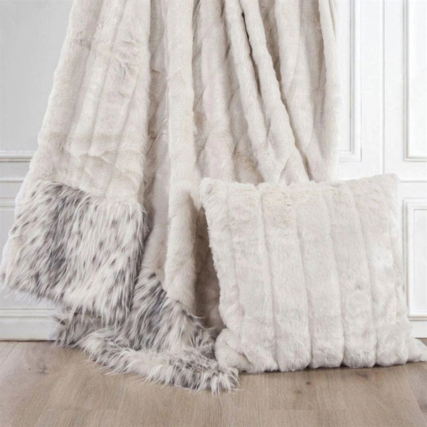 White Faux Mink & Snow Leopard Oversized Throw Blanket
